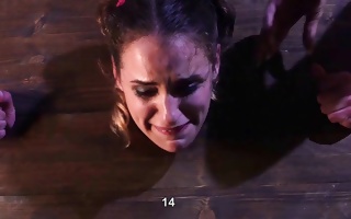 Cute teen girl punished by an older nasty dude